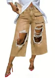 Retro Gradient Holes Wide-leg Seventh Pants LSD-2834