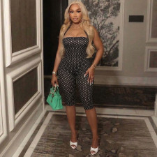 Polka Dots Print Halterneck Seventh Jumpsuit MXBF-J26JP132