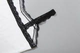 Lace Eage Patchwork Sling Loungewear Short Suit DLSF-K6S05185A