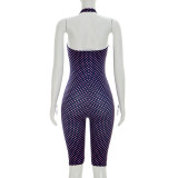 Polka Dots Print Halterneck Seventh Jumpsuit MXBF-J26JP132