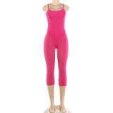 Solid Color Patchwork Backless Seventh Jumpsuit DLSF-K6Q06814A