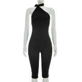 Solid Color Backless Seventh Jumpsuit MXBF-J26JP136