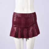 Solid Color Ruffles Mini Skirts GYHF-11759DBM