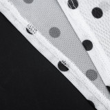 Polka Dots Print See Through Maxi Dress(With Headscarf) GSZM-D26DS135