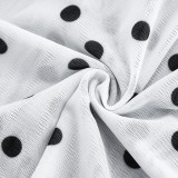 Polka Dots Print See Through Maxi Dress(With Headscarf) GSZM-D26DS135