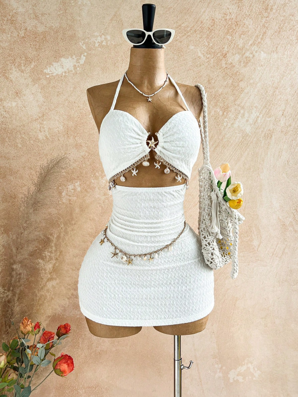 Halterneck Hollow Out Backless Mini Dress(Without Chain) GXIY-K26L2300