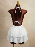 Solid Color Halterneck Backless Mini Dress GXIY-K26L2398