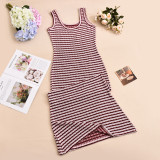 Sleeveless Stripe Fishtail Dress GFRT-42099DBG