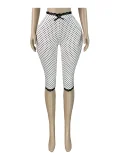 Print Bow Tie Camisole Top+Lace Fifth Pants Suit CH-26020