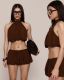 Solid Color Sleeveless Two Piece Skirts Set YWXS-K26L2248