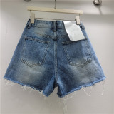 Holes Raw Edge Denim Shorts GZYN-R9117