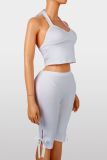 Solid Color Halterneck Top Seventh Pants Suit YWXS-K25L1878