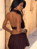 Solid Color Sleeveless Two Piece Skirts Set YWXS-K26L2248