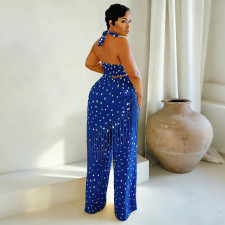 Polka Dots Print Tassel Two Piece Pants Set YF-11014