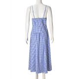 Plaid Print Backless Sling Two Piece Skirts Set GFRT-041807SBG