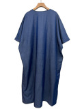 Loose V Neck Bat Sleeve Maxi Dress QMZF-12020