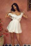 V Neck Loose Lace Nightgown Loungewear Dress QMZF-18015