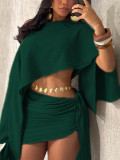 Solid Color Slash Shoulder Two Piece Skirts Set QYMF-M127