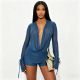 Solid Color Mesh Long Sleeve Tops Short Suit SHD-9984