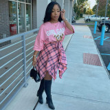 Plaid Shirt Irregular Skrits QYMF-104