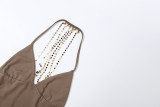 V Neck Backless Chain Slim Maxi Dress XEF-K6D04495A
