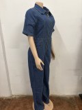 Fashion Denim Zipper Slim Jumpsuit OSM-6011
