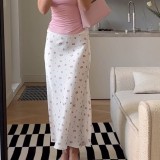 Satin Print Long Skirts GKYS-1111
