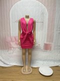 Deep V Neck Sleeveless Ruched Mini Dress SFY-863