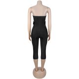 Solid Color Wrap Chest Seventh Jumpsuit BY-7693