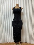 Halterneck Hot Drill Maxi Dress GADE-98311
