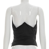 Solid Color Sling V Neck Backless Tops GSZM-Y26TP170