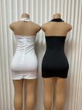 Halterneck Rhinestone Beaded  Mini Dress GMYU-9915