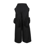 Solid Color Patchwork Wide Leg Pants AIL-350