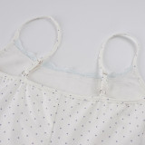Polka Dots Print Lace Patchwork Sling Romper GPKJ-MR49017
