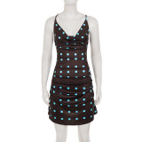 Polka Dots Print Backless Mini Dress GPKJ-MR49193