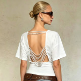 Backless Beaded Tie Up Top GPKJ-MR48684