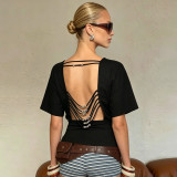 Backless Beaded Tie Up Top GPKJ-MR48684
