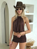 Sexy Loose Backless Two Piece Short Set SHD-9986