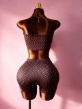 Polka Dots Print Wrap Chest Top Shorts Suit GTGE-MH1015