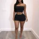 Solid Color Wrap Chest Top Shorts Suit HNIF-MC034