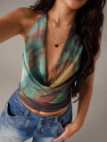Halterneck Tie Up Mesh Tank Top SHD-9985