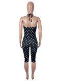 Polka Dots Print Halterneck Seventh Jumpsuit SHD-8106