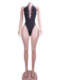 Deep V Neck Hollow Out Bodysuit Two Piece Skirts Set GTGE-MH1011