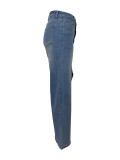 High Waist Irregular Denim Straight Jeans LSD-2824