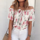 Off Shoulder Chiffon Print Blouse SHMF-1003