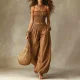Solid Color Sling Top Lantern Pants 2 Piece Set GWDS-260403