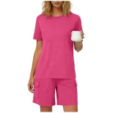 Solid Color Short Sleeve Shorts Loose 2 Piece Set GYZY-9031