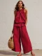 Solid Color Sleeveless Two Piece Pants Set GRNH-28896