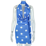 Polka Dots Print Backless Mini Dress GJYO-JD305280