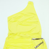 Slingle Shoulder Solid Color Bodycon Dress CYA-902279